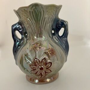 Brazilian Vintage Lusterware Floral Vase